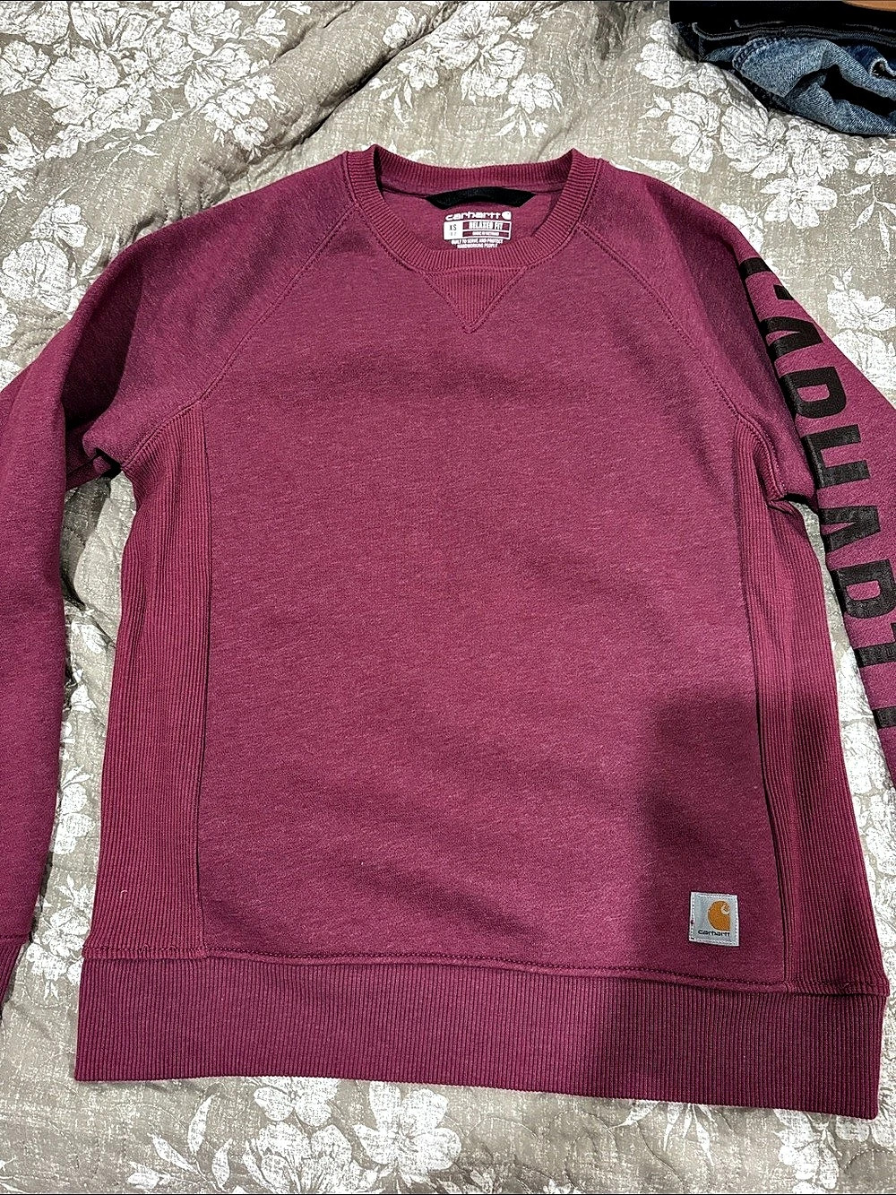 Carhartt Women's Relaxed Fit Midweight Crewneck Block Logo Sleeve Graphic